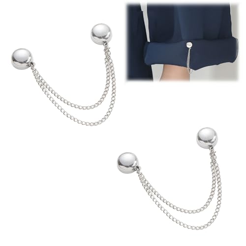 Qosigote Multifunktionale magnetische Kleidungsclips, leistungsstarke Hijab-Magnete mit Kette, magnetische Kleidungsschalclips, multifunktionale magnetische Brosche für Frauen (Silber) von Qosigote