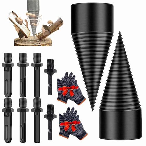 Shirem Easysplit Drill Bit Fanyil Easysplit Drill Bit 32mm/42mm Sherem Easysplit Drill Bit Sherem Easysplit Wood Splitter Drill Bits Firewood Drill Bit Wood Splitter With 3 Handle (32mm+42mm) von Qosneoun