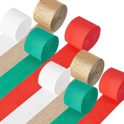 8 Rollen 180 m Weihnachts-Krepppapier-Luftschlangen, Weihnachts-Partyzubehör, Urlaubsdekorationen, Xmas Indoor von Qouui