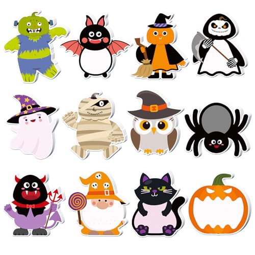 Qpout 24 Stück Halloween Haftnotizen, 3 x 3,14 Zoll kleine Haftnotizen mit Halloween Motiv, Mini-Haftnotizen, selbstklebende Halloween-Notizen (480 Blatt) von Qpout