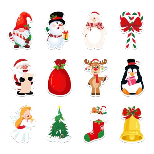 Qpout 24 Stück Weihnachten Haftnotizen, 2,75 x 4,3 Zoll kleine Haftnotizen mit Weihnachtsmotiv, Mini-Haftnotizen, selbstklebende Weihnachtsnotizen(480 Blatt) von Qpout