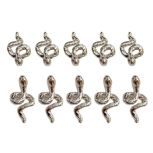 10 PCs Snake Nails Art Charm Multiple Color Nails Charme Snake Form Nägel Kunstdekoration Nägel Schmuckzubehör Accessoires von Qsvbeeqj