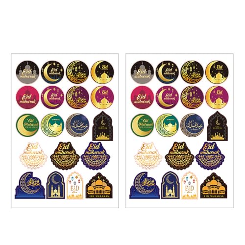 38 PCs Selbstklebende Etiketten Aufkleber Ramadans Aufkleber Eid Mubaraks Beschriftungen Dekorative Labels Partyzubehör Für Kinder von Qsvbeeqj