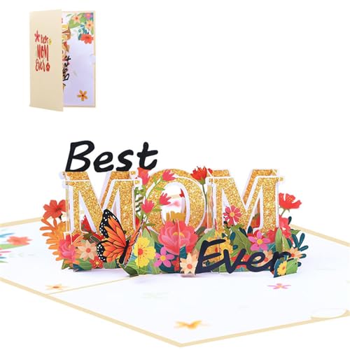 3D-Grußkarte zum Muttertag, beste Mutter, Nachrichtenkarten, Frauen, Festivalkarte, Dekoration, Zubehör für Großmutter von Qsvbeeqj