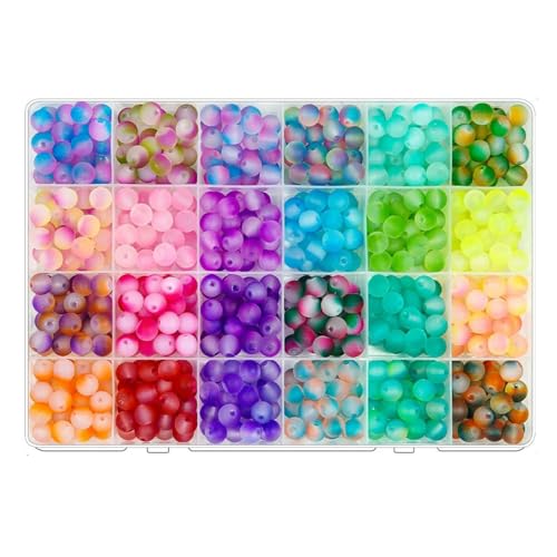 600 Stück bunte Glasperlen-Kits, bunte Perlen, Schmuckzubehör, kreatives Schmuckherstellungszubehör von Qsvbeeqj