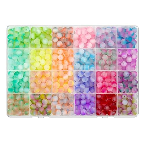 600 Stück mehrfarbige Glasperlen-Kits, bunte Perlen, Schmuckzubehör, kreatives Schmuckherstellungszubehör von Qsvbeeqj