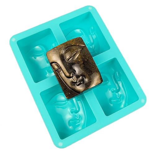 Buddha-Portraitformen mit 4 Löchern, Silikonformen, menschliches Gesicht, Harzformen, Seifenformen, Schokoladenherstellungszubehör von Qsvbeeqj