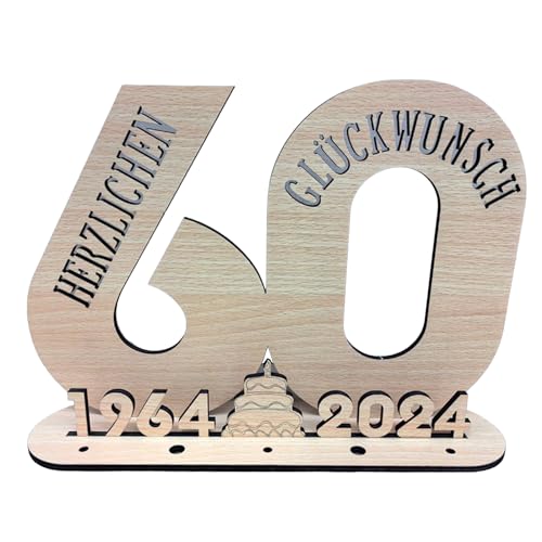 Qsvbeeqj Geburtstagsgeschenk, Altersnummer, Holzornament, Holzhandwerk, 2024, Geburtstagsdekorationen, Schild von Qsvbeeqj