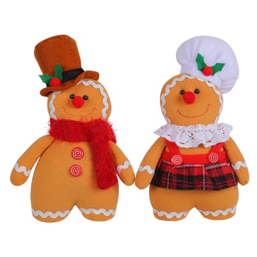 Qsvbeeqj Lebkuchenmann-Ornamente, Weihnachtsfiguren, Weihnachtsfiguren, für Tür, Fenster, Tisch, Baumschmuck, 2 Stück von Qsvbeeqj