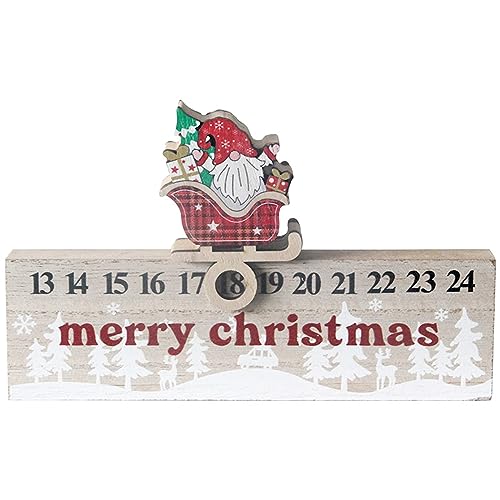 Weihnachtsmann/Elch Countdown-Kalender, Holz-Adventskalender, Weihnachtskalender, Tischdekoration für Zuhause, Büro, Dekoration (Zwerg, Einheitsgröße) von Qtinghua