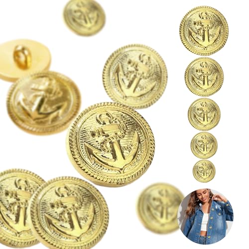 50 Stück Knöpfe Gold, Goldene Knöpfe zum Annähen Dekorative Knöpfe Blazer Knöpfe Gold Knöpfe für Mantel Blazer Knöpfe Set Hosen Ersatz Knöpfe für Blazer Anzüge Kochjacke Uniform und Jacke DIY (Set B) von Qtksceadlnce