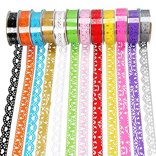 Qtopun selbstklebendes Klebeband, 12 Rollen Glitzer-Bling-Aufkleber, buntes Klebepapier für Heimwerker, dekoratives Handwerk, Geschenkverpackungen, Scrapbooks von Qtopun