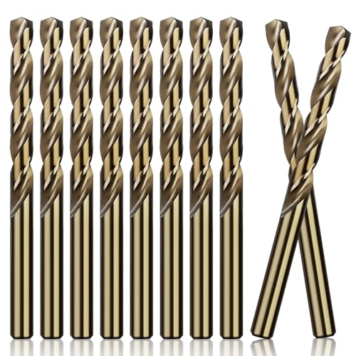 10 Stück 4mm HSS Gold Kobalt Jobber Bohrer Set, Hochgeschwindigkeitsstahl Spiralbohrer Set für Edelstahl, Hartmetall, Aluminium, Gusseisen, Kupfer, Holz und Kunststoff von QttvbTna