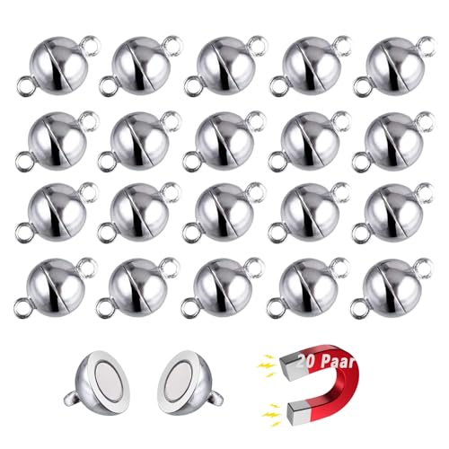 20 Paar Magnetische Armbandverschlüsse und Verschlüsse, für Ketten Magnetische Verschlüsse Magnetische Schmuckverschlüsse für Die Herstellung von Schmuckketten (Silber 6mm) von QttvbTna