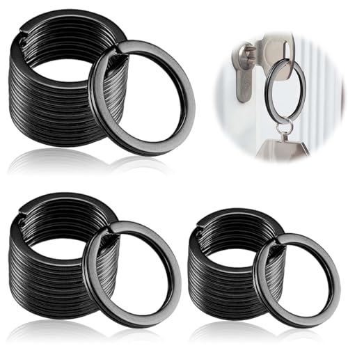 24 StüCk SchlüSselring, Schwarz SchlüSselring Diy SchlüSselanhäNger, SchlüSselringe Aus Edelstahl, Split Ring FüR Auto, Haus, SchlüSsel ZubehöR von QttvbTna