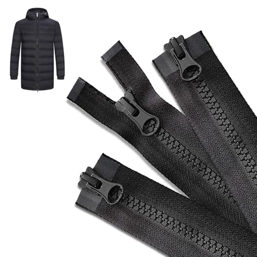 3 StüCk Teilbarer ReißVerschluss, 70 Cm SchienenläNge, in Schwarz， Separating Jacket Zippers Ersatz ReißVerschluss für Diy, NäHen, Schneiderei, Kunsthandwerk, Taschen von QttvbTna