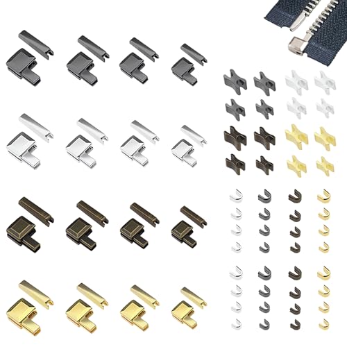 80 Pcs Metal Zip Lock Slider Holder, ReißVerschluss Reparatur Set, Ersatz Zipper Schieber Kit, Slider Replacement Zip Zip Repair Set T FüR Kleidung Jacken Jeans, Zipper（4 GrößEn:#3/5/8/10） von QttvbTna