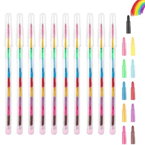 QttvbTna 20 Stück Stapelbare Wachsmalstifte, 11 Farben Baustein Buntstifte Kinder, Sicherheit und Ungiftig Regenbogen Stift Kinder Malstifte Spielzeug für kinder Malerei Geschenk Büro Schulbedarf von QttvbTna