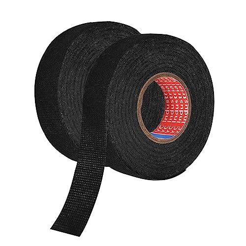 Qtuie Gewebeband 19mmx 25m 2 Stück Isolierband Selbstklebend Baumwolle Kabelbaum Klebeband Schwarz Stoffklebeband Gewebeklebeband Kabelbaumband Isolierband Auto für Kabelbäume von Qtuie