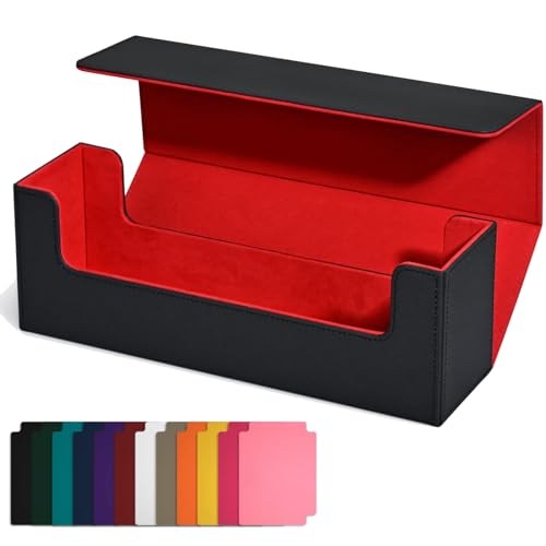 Qtynudy Kartendeck-Aufbewahrungsbox, Magnetverschluss, Kartenhalter für Magnetische Spielkarten, Schwarz + Rot von Qtynudy