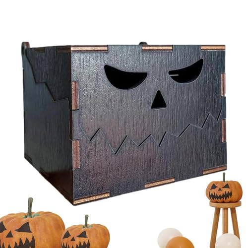 Quaeetyu Halloween-Boxen für Süßigkeiten,Halloween-Leckerei-Boxen,Lustige Süßigkeitenboxen aus Holz für Süßes oder Saures - Leckerli-Boxen für Halloween, Süßigkeiten-Leckerei-Boxen für Süßes oder von Quaeetyu