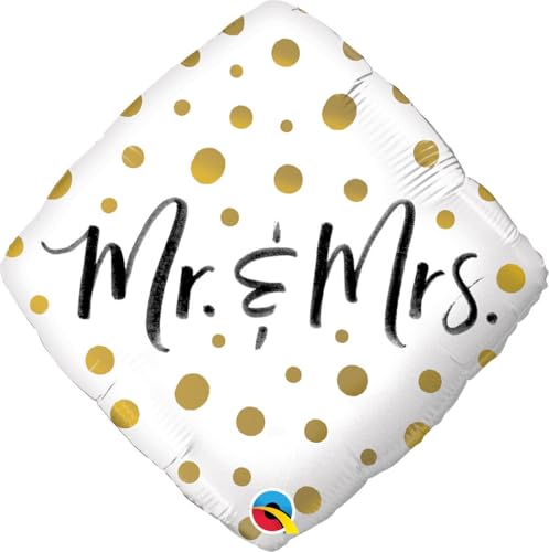 1 Folienballon * MR & MRS * als Deko oder Geschenk zu Hochzeit und Vermählung | 46cm, für Luft und Helium, wiederverwendbar | Hochzeitsgeschenk Luftballon von Qualatex