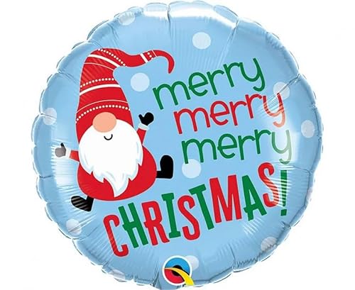 Folienballon * MERRY CHRISTMAS * als Deko oder Geschenk zu Weihnachten und Advent | 46cm, für Luft und Helium, wiederverwendbar | Wichtel von Qualatex