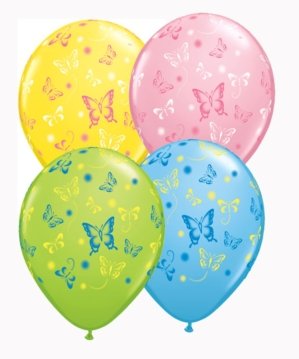 Qualatex 14518 rund spezielle Sortiment Schmetterlinge Latex Ballon, 27,9 cm von Qualatex