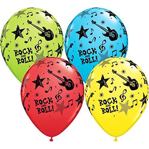 Qualatex 44795 27,9 cm runde Latex-Luftballons Rock and Roll, 25 Stück, grün, 28 cm von Qualatex