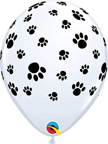 Qualatex 61888 Paw Prints-a-Round Latex Ballon, Weiß, 27,9 cm von Qualatex