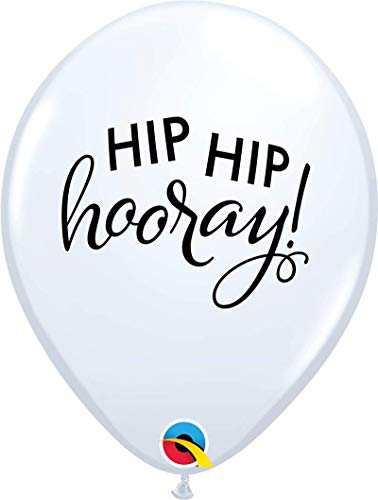 Qualatex Helium-Luftballons mit Aufschrift "Simply Hip Hip", 27,9 cm, Weiß/Schwarz, 25 Stück von Qualatex