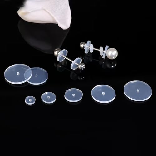 Silikon-Ohrring-Verschlüsse für Piercings, transparente Scheiben, Stabilisator-Pads für Heilung, nicht ziehen, 12 mm Ohrläppchen-Stütz-Patches (12 mm), 50 Stück von Qualima