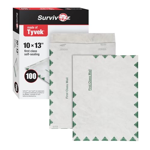 Survivor R1590 Tyvek USPS First Class Versandtaschen, 25,4 x 33 cm, Weiß, 100 Stück von Quality Park