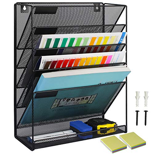 Qualsen Zeitschriftenhalter Wand Zeitungshalter Zeitungsständer Prospekthalter wand Zeitschriftensammler Zeitschriftenständer Wandorganizer A4 Organizer Büro Briefablage Dokumentenhalter Schwarz von Qualsen