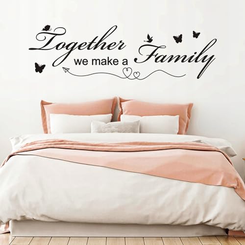 Wandaufkleber mit englischen Liebessprüchen, Aufschrift "Together We Make A Family" für Wohnzimmer, inspirierende Zitate, abnehmbare Kunst-Vinyl-Dekoration für Hochzeit, Schlafzimmer, Babyzimmer von Quanyuchang