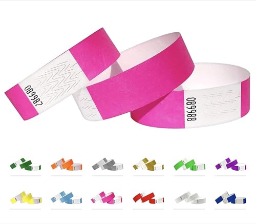 1000 Eintrittsbänder aus Tyvek - Party Einlassbänder, Securebänder, Festival Armbänder, Kontrollbänder für dein Event (Pink, 10 000 Pack) von Qubiband