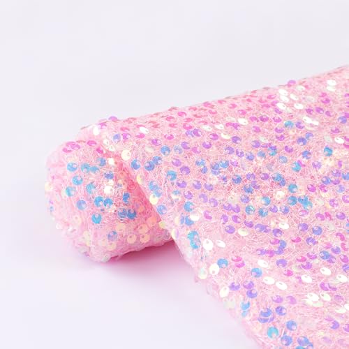 QueenDream QD2YardPink5MMFabirc-3F7B0 Cameo Pink Sequin Fabric by The Paillettenstoff pro Yard, 2 yard pre cut von QueenDream