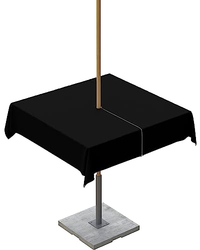 QueenKer Outdoor-Tischdecke mit Schirmloch, einfarbig, schwarz, quadratisch, Tisch-Kollektion für Terrasse, Garten, Picknick, Camping, 137,2 x 137,2 cm von QueenKer