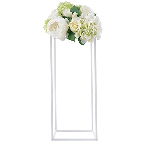 10 Stück Weiße Hochzeitstischdekorationen 60cm Hohe Metallblumenvase Säule Rechteckiger Blumenständer für Partytischdekorationen Hochzeiten Geometrischer Tischaufsatzständer von Queeucaer