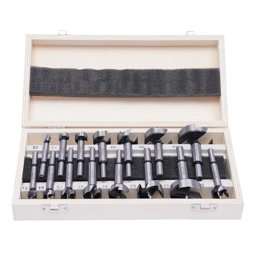 15pcs Forstnerbohrer Sets 10mm - 50mm Lochsäge Cutter Set mit Tiefenstopper Scharnier Bohrung Lochsäge für Holzbearbeitung Möbel Tür Bohren von Queeucaer