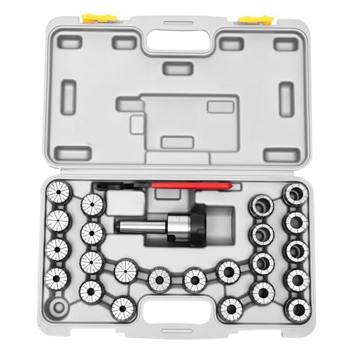 Spannzangensatz, Spannzangensatz mit 23PCS Spannzangen, MK3 M12 Spannzangensatz für Fräsen Drehmaschine 23-tlg MK3 Spannzangen Spannzangenfutter ER40 Ø 4-26 mm von Queeucaer