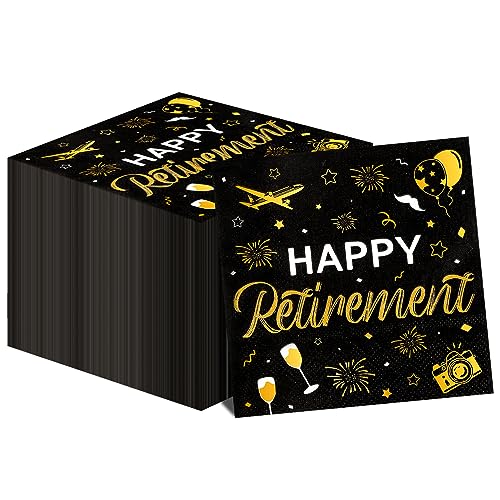 Quera 50 Stück Papierservietten Ruhestand Party Dekorationen Happy Farewell Servietten Feier Party Supplies Abschied Wir werden Sie für den Ruhestand Party Dekorationen Gastgeschenke 12,7 x 12,7 cm von Quera