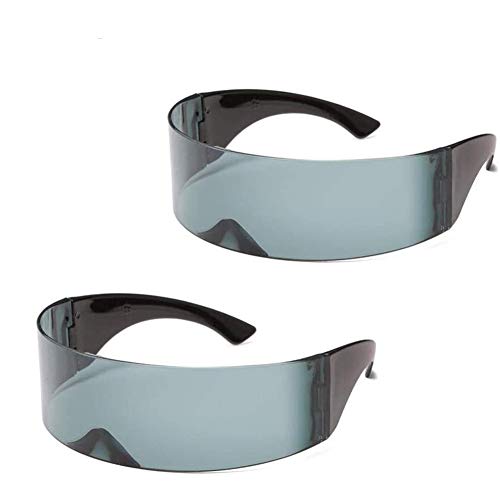 Queta 2 Stück Metallische Raumroboter Sonnenbrillen Schmale Futuristische Soldat Space Alien Robot Sonnenbrille Cosplay Kostüm von Queta