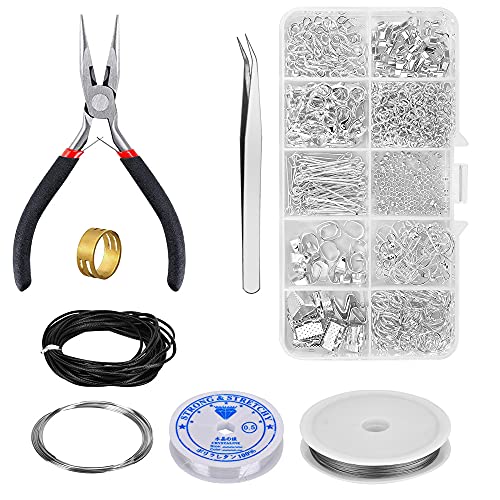 Queta Schmuckherstellung Set, Schmuck Basteln Zubehör mit Enthält Zange Schmuck Reparatur Set Ketten Band Anhänger Accessoires Kit für DIY Bastelbedarf von Queta