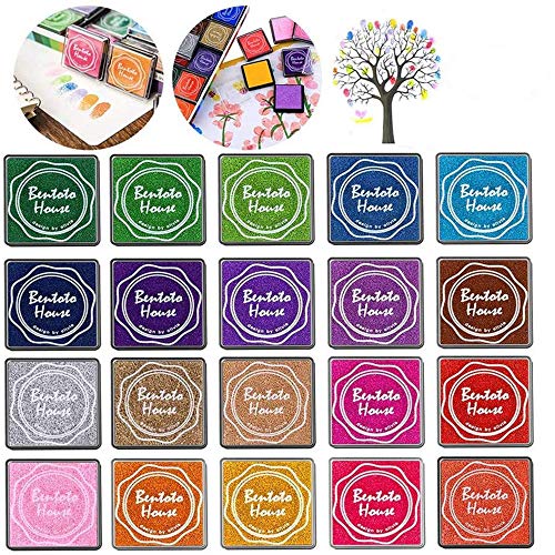 Queta Stempelkissen Set, 20 Farben Stempelkissen Fingerabdruck Set für Stempel Partner Color Card Making und Kids DIY Scrapbooking, 20 Pack von Queta