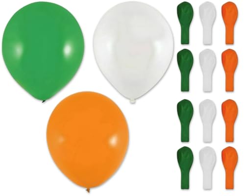 15 x Irland-Flaggen-Luftballons, dreifarbig, St. Patrick's Day, irische Party-Dekorationen, grüne, weiße und orangefarbene Latexballons, 23 cm, Luft- oder Heliumfüllung, Partyzubehör mit irischem von Quickdraw