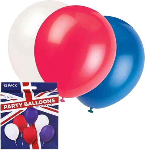 48 x Union Jack Luftballons 80. D-Day Jubiläum Party Dekorationen Britisches Thema Britisch Rot Weiß Blau Aufblasbare Ballons von Quickdraw