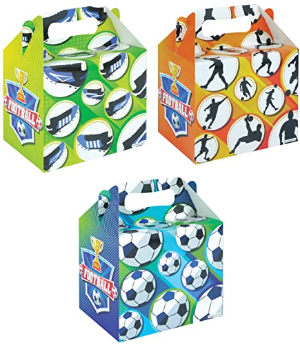 Geschenkboxen für Kinder, Motiv: Geburtstagsparty, Gastgeschenk, für Leckereien und Leckereien, leere Pappschachtel zum Befüllen (12 Boxen, Fußball) von Quickdraw