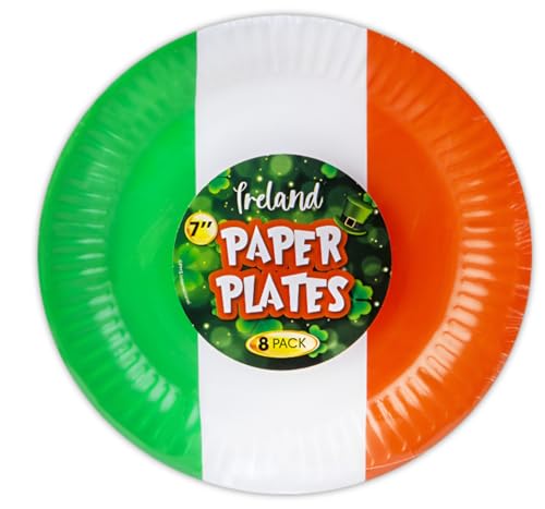 Quickdraw 32 x Pappteller mit irischer Flagge, St. Patrick's Day, Partygeschirr, Einwegteller, Set, Irland, Partyzubehör, 17,8 cm Teller von Quickdraw