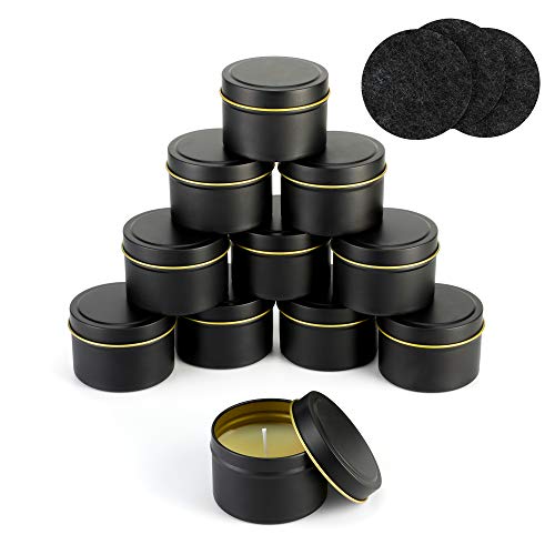 Quikobo Kerzendose 12 Stück (Schwarz), Kerzenbehälter, 135ml Leere Kerzenbehälter für Kerzen Selber Machen Set, Kerzengläser zur Kerzenherstellung oder Kerzenherstellung von Quikobo